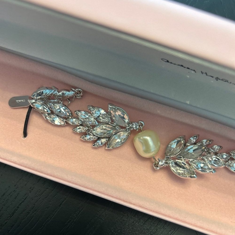 Vintage Camrose & Kross Audrey Hepburn Rhinestone & Pearl Bracelet NEW!